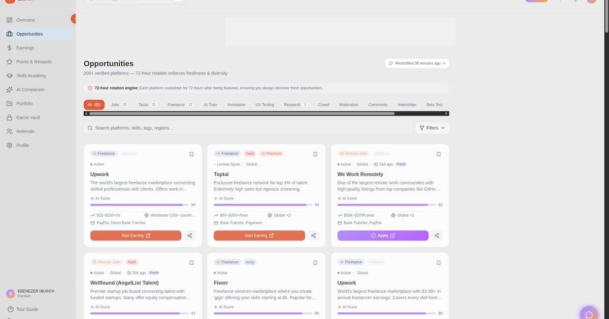 Earnix — AI-Powered Remote Earning Platform