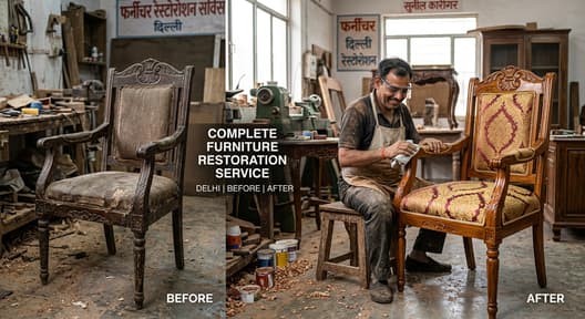 furniture restoration in Delhi — sofa, wooden furniture, and upholstery repair