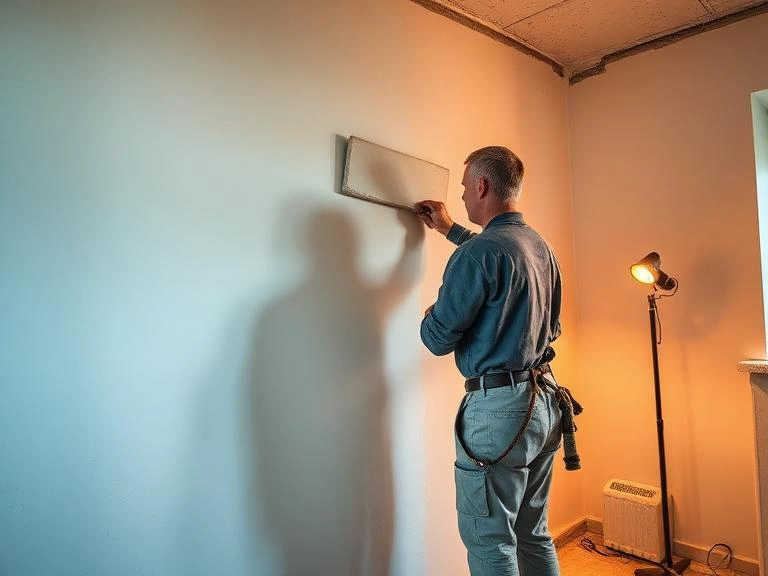 AA Contractor professional repairing an interior wall patch as part of general building maintenance services in Slough, Berkshire.