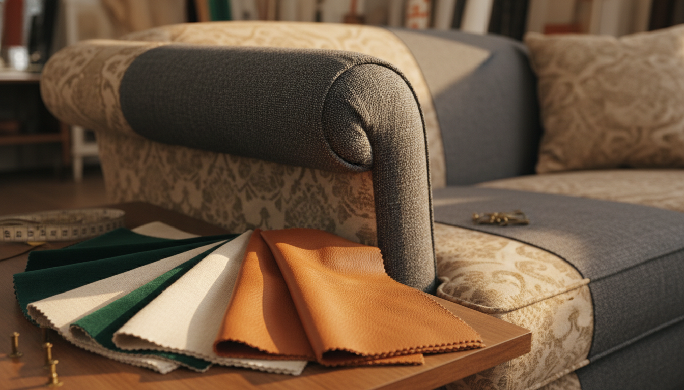sofa upholstery fabric change before after in Delhi NCR
