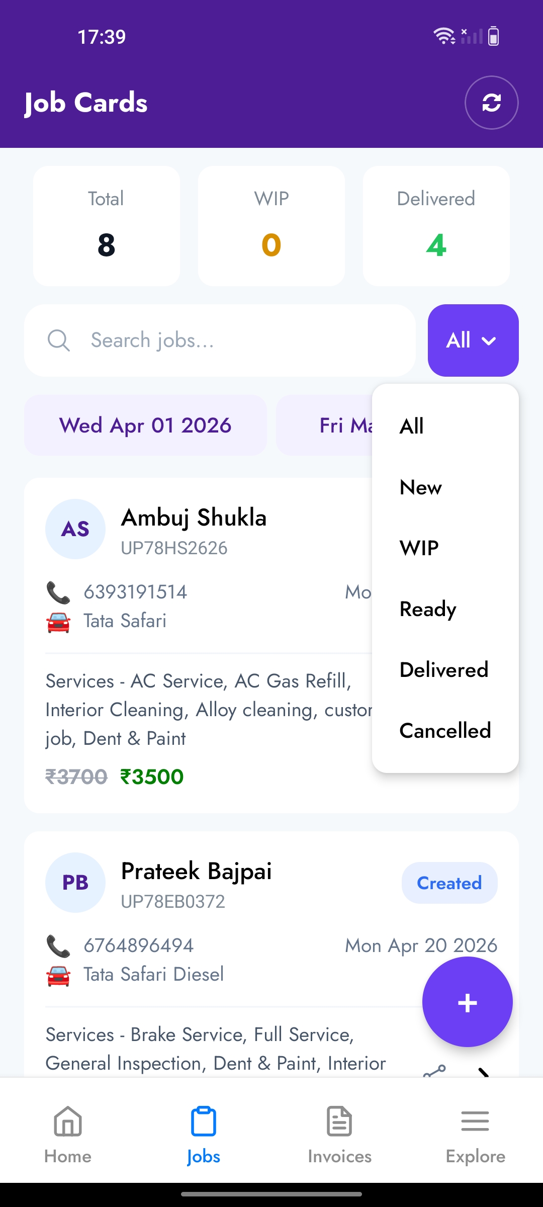Job Cards List