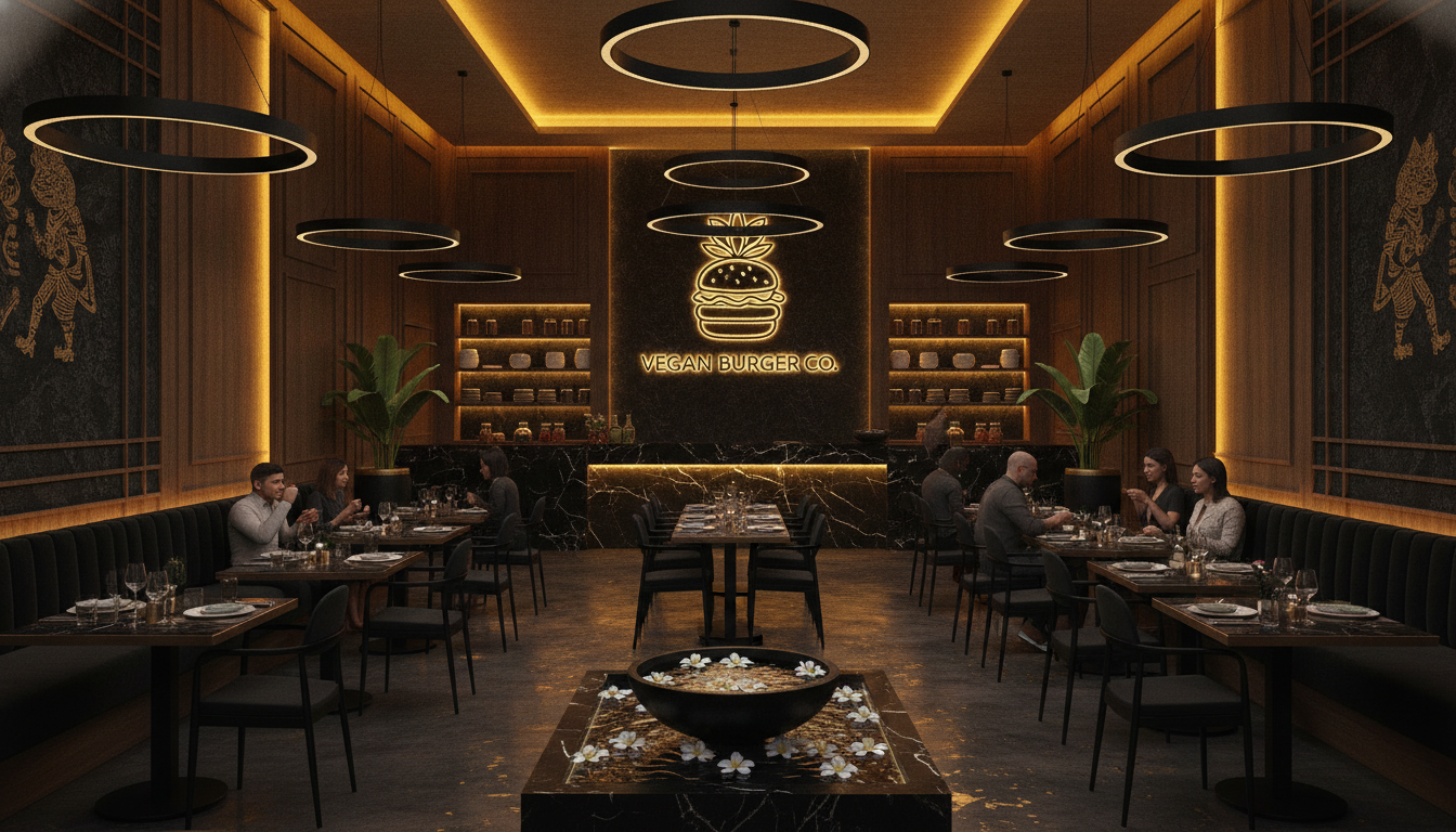 Interior Restoran Mewah Veganburg Franchise Indonesia