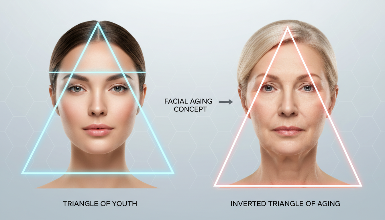 Triangle of youth versus inverted triangle of aging - facial volume loss concept