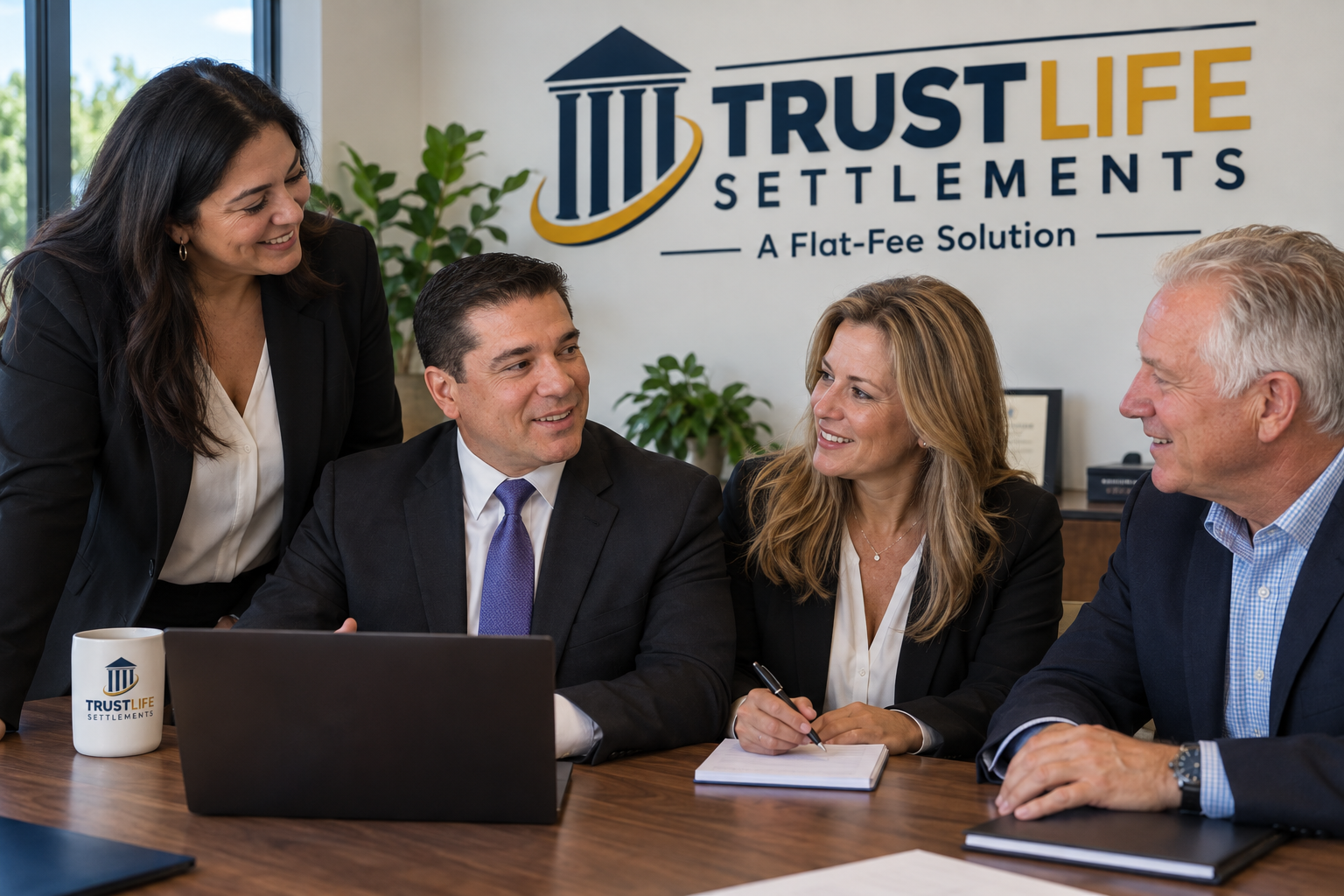 Trust Life Settlements team collaborating in the office