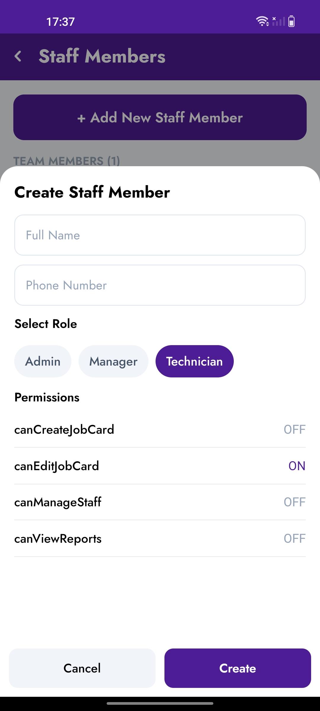 Create Staff Member Form