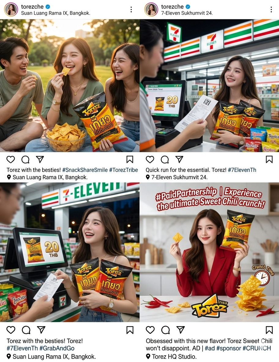 Sharing Torez wonton chips with friends