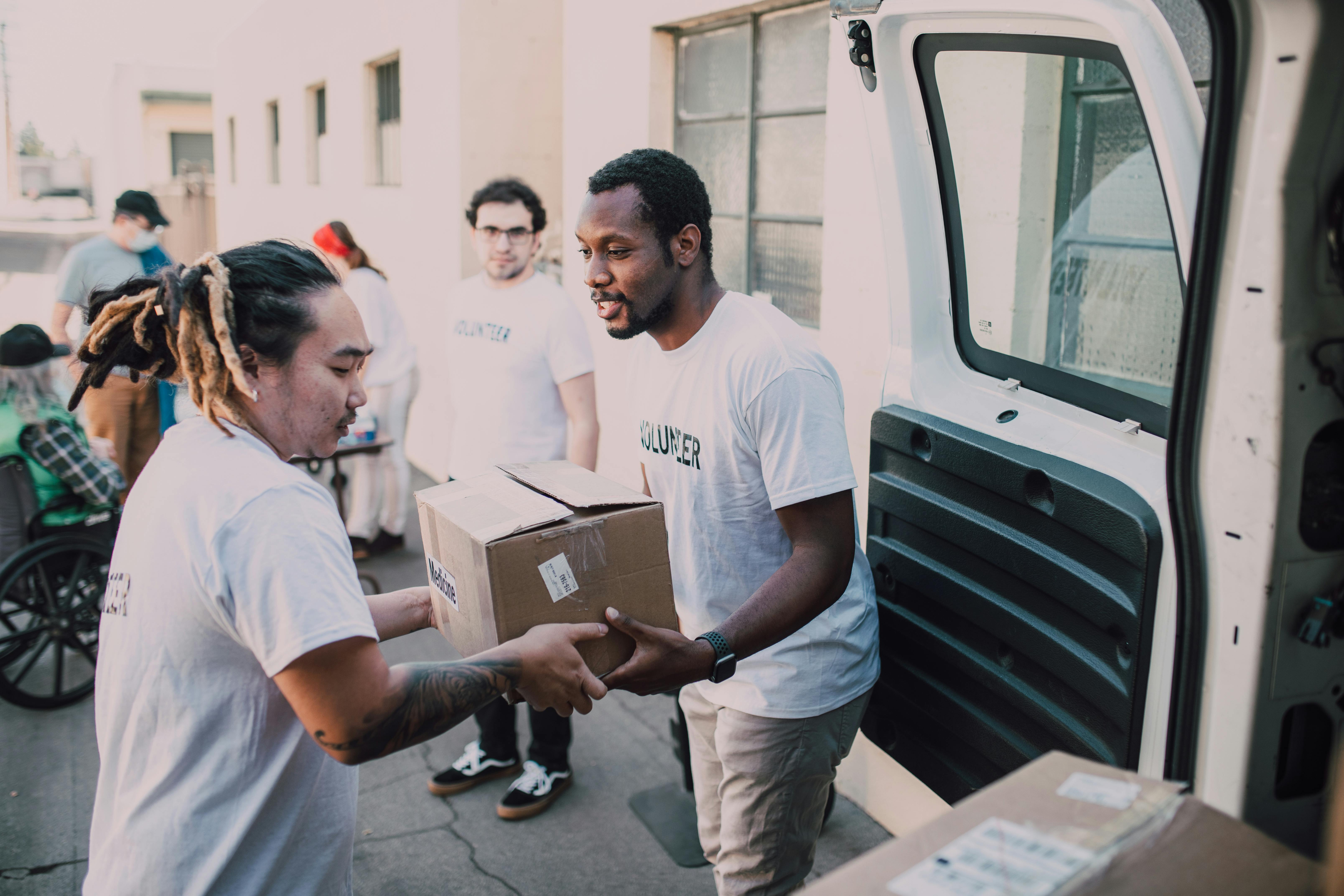Volunteers loading supplies
